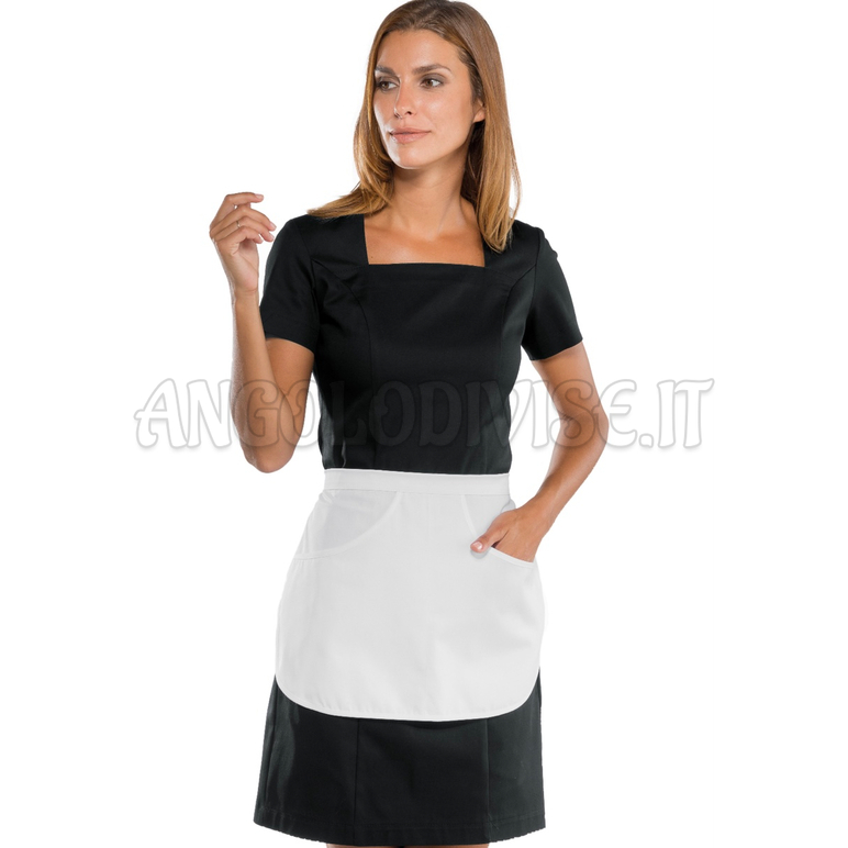 ISACCO ABITINO STRETCH NERO CON GREMBIULINO 97% COTTON 3% SPANDEX - SUPER STRETCH