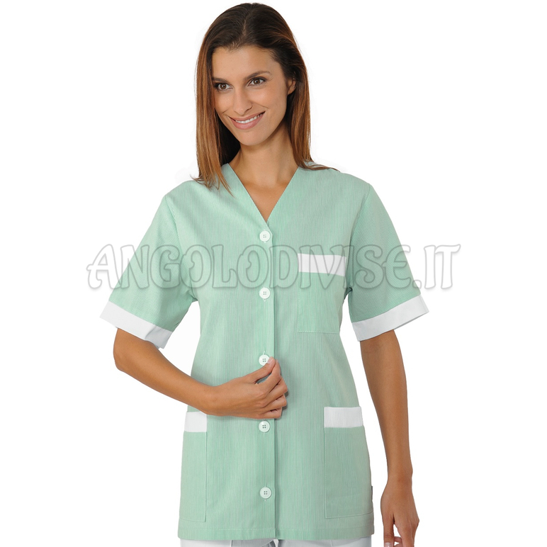 ISACCO MEDINA RIGATINO VERDE 100% COTTON PIQUET