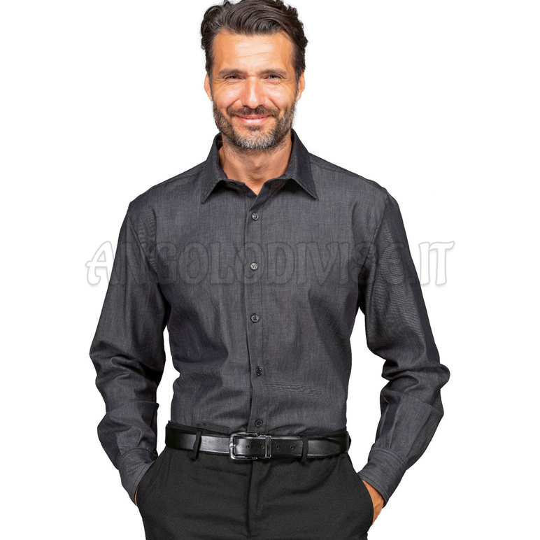 ISACCO CAMICIA NEVADA UNISEX STRETCH LIGHT BLACK JEANS 97% COTTON  3% SPANDEX