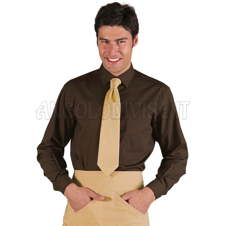 ISACCO CAMICIA UNISEX CACAO 65% POLYESTER  35% COTTON