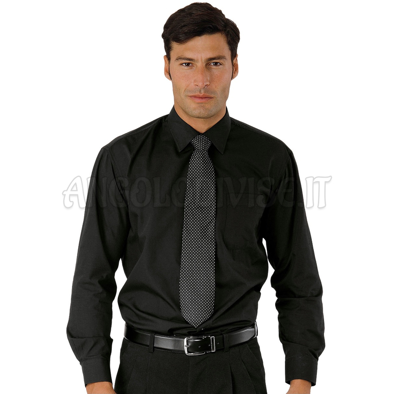 ISACCO CAMICIA UNISEX NERO 65% POLYESTER  35% COTTON
