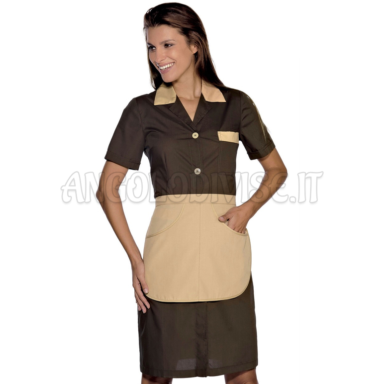 ISACCO CAMICE POSITANO CON GREMBIULINO M/M CACAO+BISCOTTO 65% POLYESTER  35% COTTON