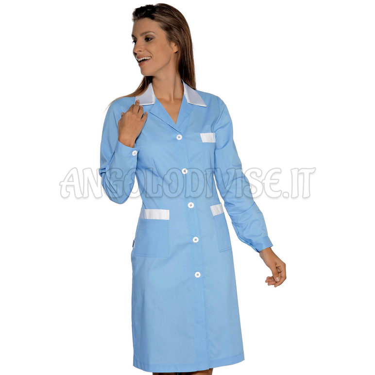 ISACCO CAMICE POSITANO AZZURRO+BIANCO 65% POLYESTER  35% COTTON