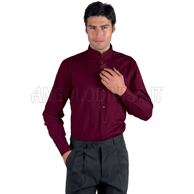 ISACCO CAMICIA UNISEX DUBLINO BORDEAUX 65% POLYESTER  35% COTTON