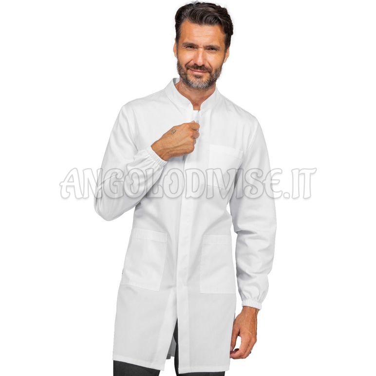 ISACCO CAMICE DOVER CON ZIP BIANCO 65% POLYESTER  35% COTTON