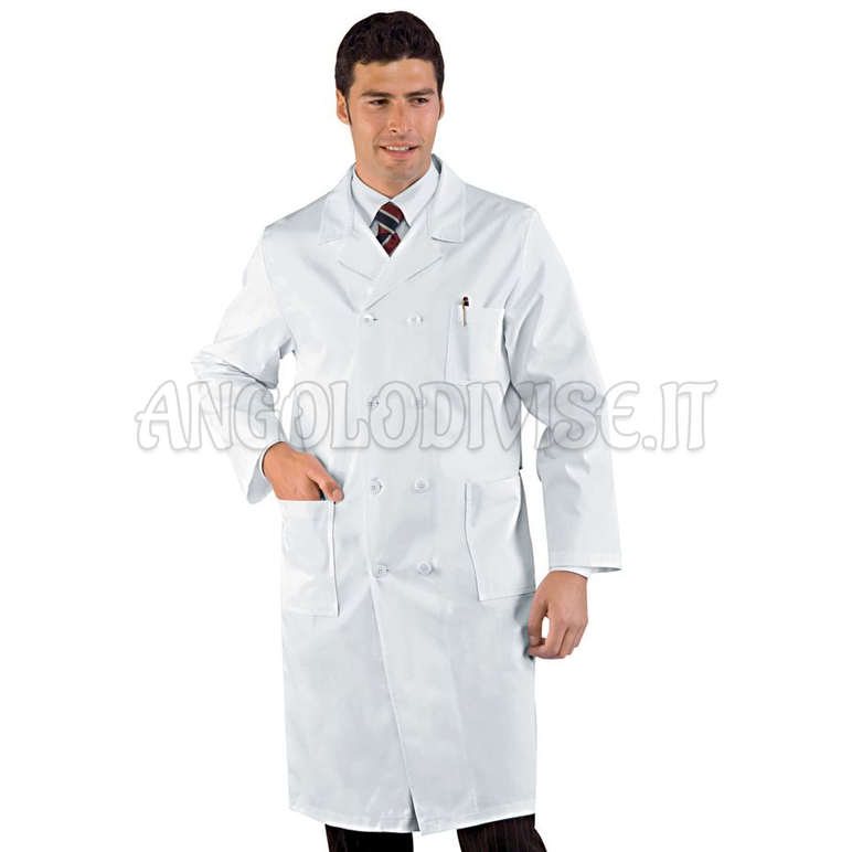 ISACCO CAMICE MEDICO DOPPIO PETTO BIANCO CM 110 100 % COTTON