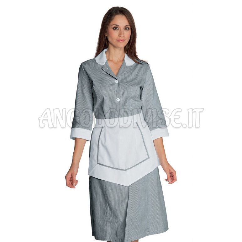 ISACCO CAMICE LIPARI CON GREMBIULINO R.NERO 100% COTTON PIQUET
