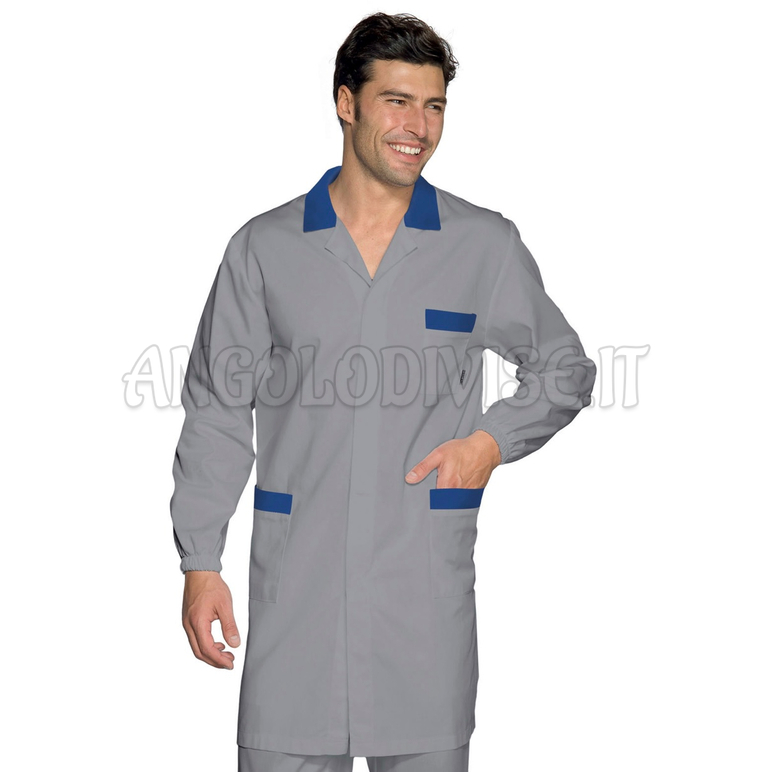 ISACCO CAMICE TORONTO GRIGIO+BLU 65% POLYESTER  35% COTTON