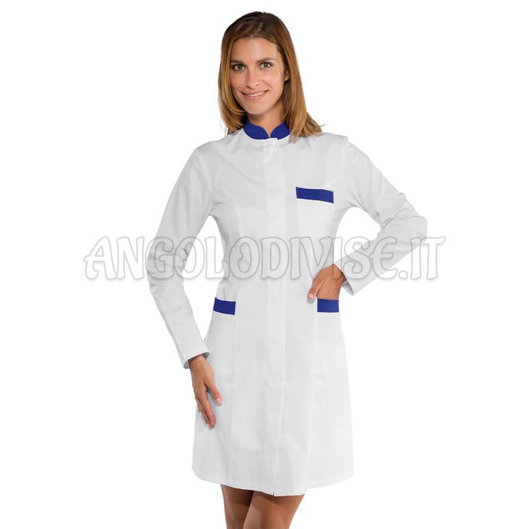 ISACCO CAMICE CATALINA BIANCO+BLU CINA 65% POLYESTER  35% COTTON