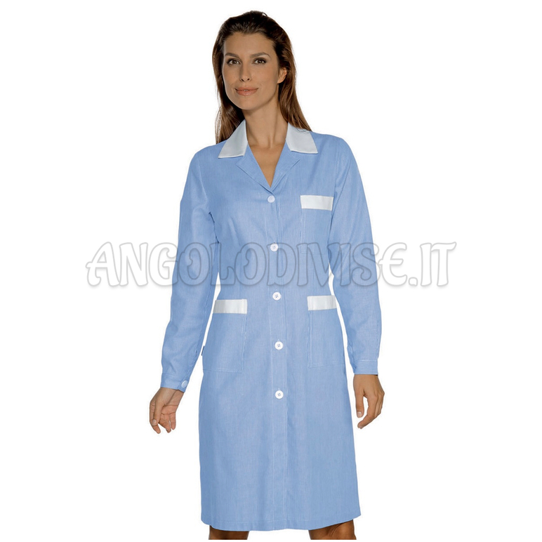 ISACCO CAMICE POSITANO RIGATINO AZZURRO+BIANCO 100 % COTTON