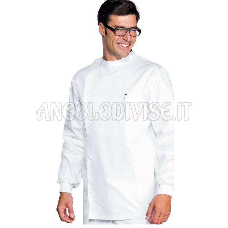 ISACCO CASACCA DENTISTA POLSI IN MAGLIA BIANCO 100 % COTTON