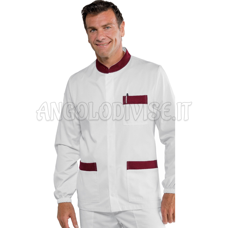 ISACCO CASACCA CORFU' BIANCO+BORDEAUX 65% POLYESTER  35% COTTON