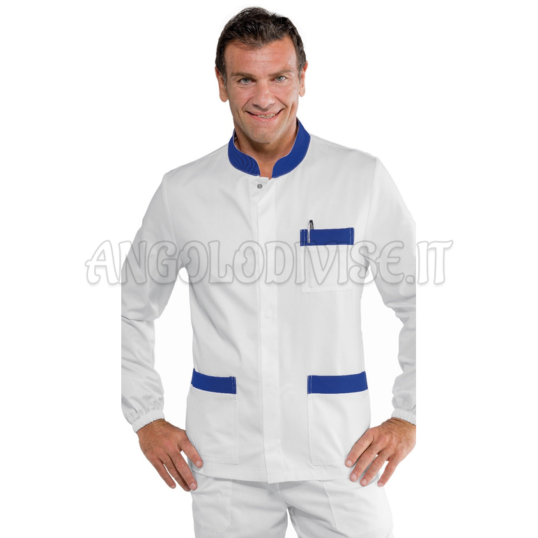 ISACCO CASACCA CORFU' BIANCO+BLU CINA 65% POLYESTER  35% COTTON