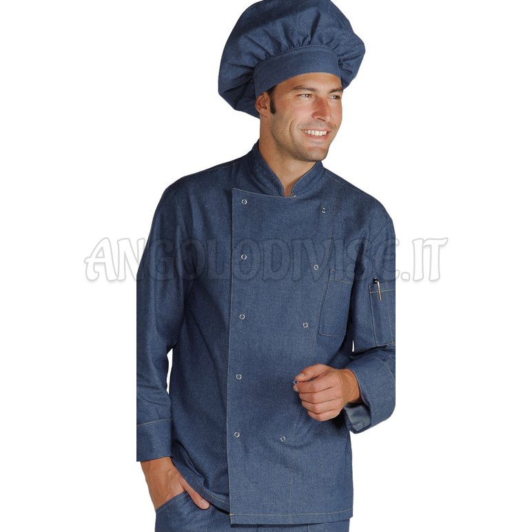 ISACCO GIACCA CUOCO JEANS BOTTONI A PRESSIONE 100 % COTTON