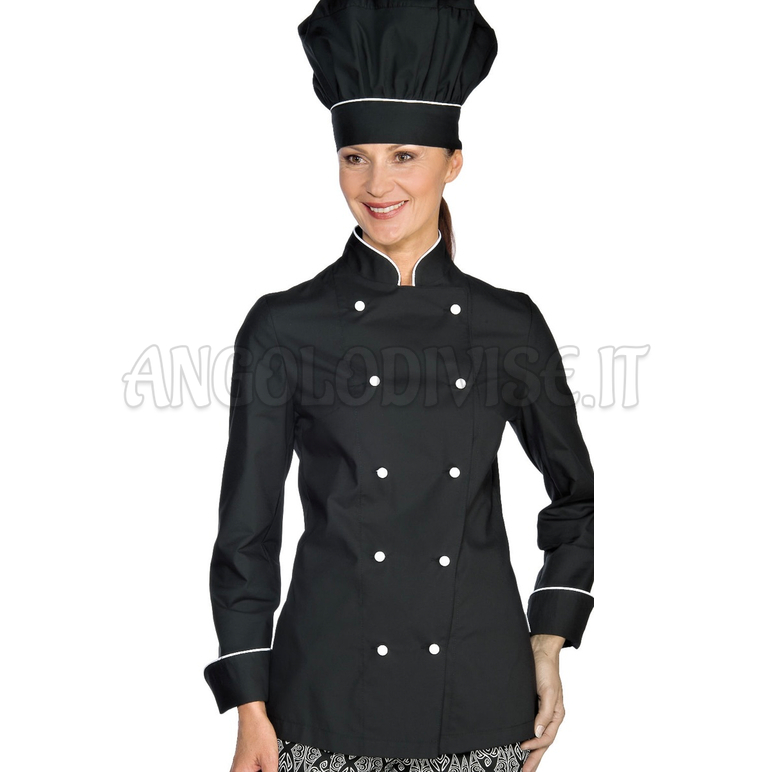 ISACCO GIACCA LADY EXTRA LIGHT NERO+BIANCO 65% POLYESTER  35% COTTON