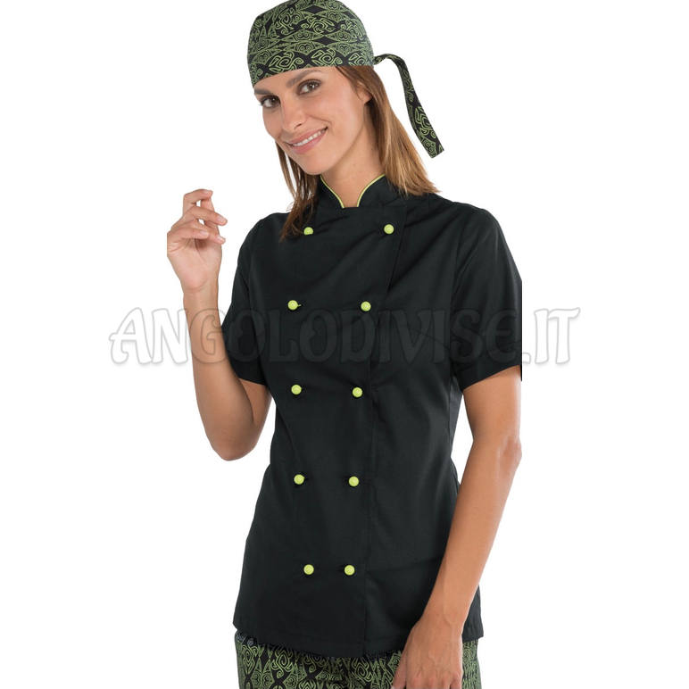ISACCO GIACCA LADY EXTRA LIGHT MEZZA MANICA NERO+MELA 65% POLYESTER  35% COTTON