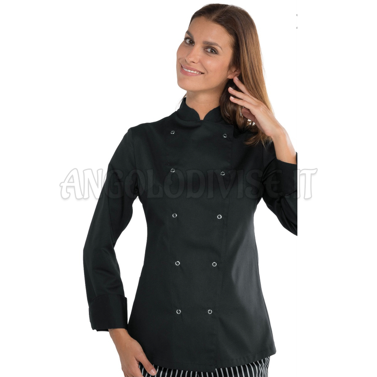 ISACCO GIACCA LADY BOTTONI A PRESSIONE NERO 65% POLYESTER  35% COTTON