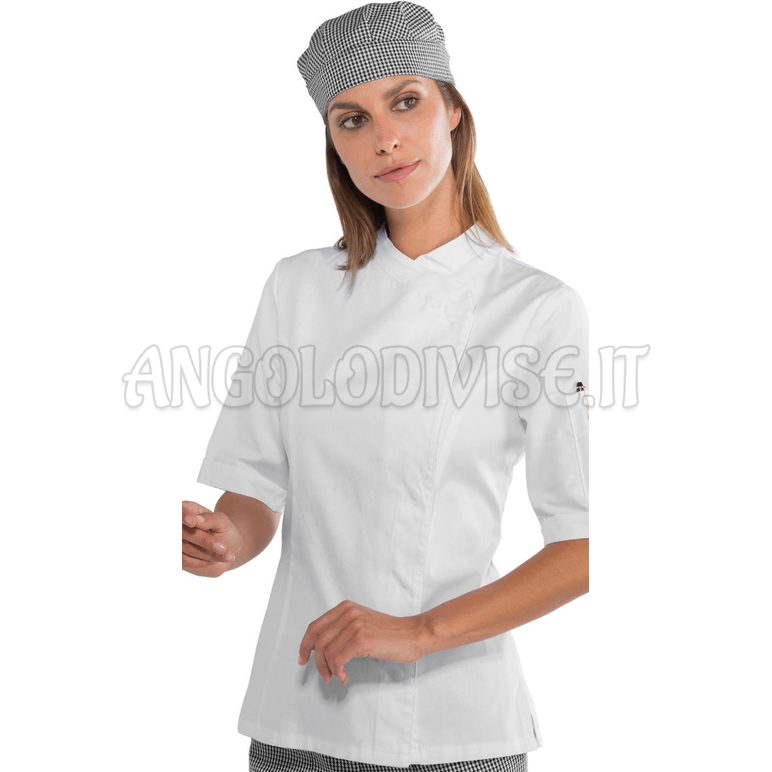 ISACCO GIACCA LADY SNAPS MEZZA MANICA BIANCO 100 % COTTON