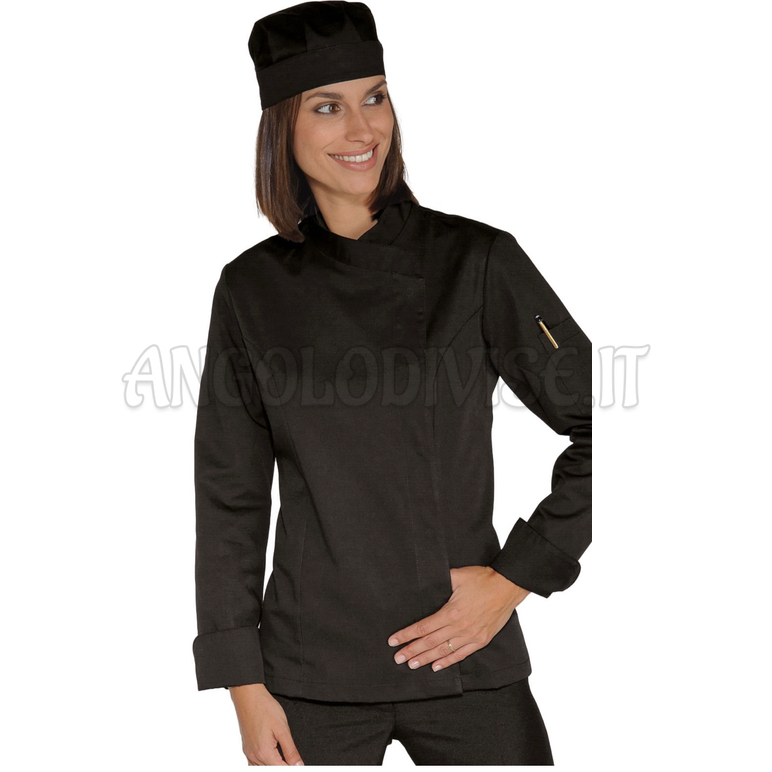 ISACCO GIACCA LADY SNAPS NERO 65% POLYESTER  35% COTTON
