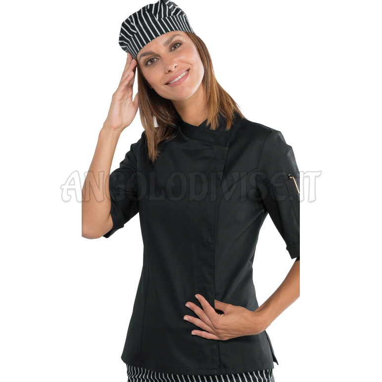ISACCO GIACCA LADY SNAPS MEZZA MANICA NERO 65% POLYESTER  35% COTTON