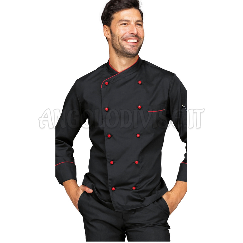 ISACCO GIACCA PANAMA SLIM NERO + ROSSO 65% POLYESTER  35% COTTON