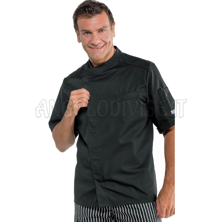 ISACCO GIACCA CUOCO BILBAO MEZZA MANICA NERO 65% POLYESTER  35% COTTON