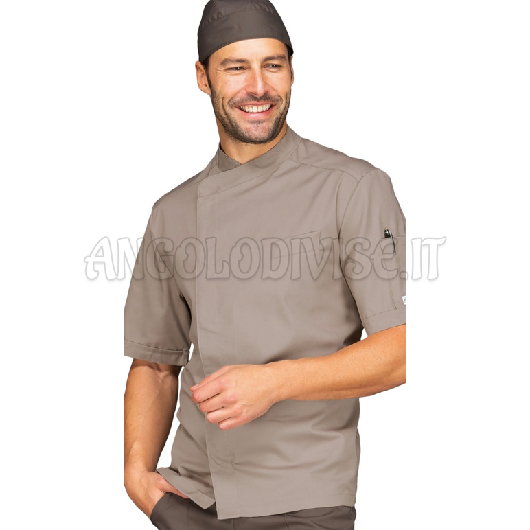ISACCO GIACCA CUOCO BILBAO MEZZA MANICA TORTORA 65% POLYESTER  35% COTTON
