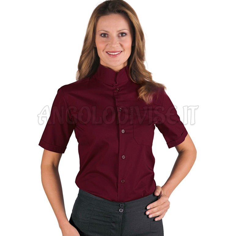 ISACCO CAMICIA UNISEX DUBLINO M/M BORDEAUX 65% POLYESTER  35% COTTON