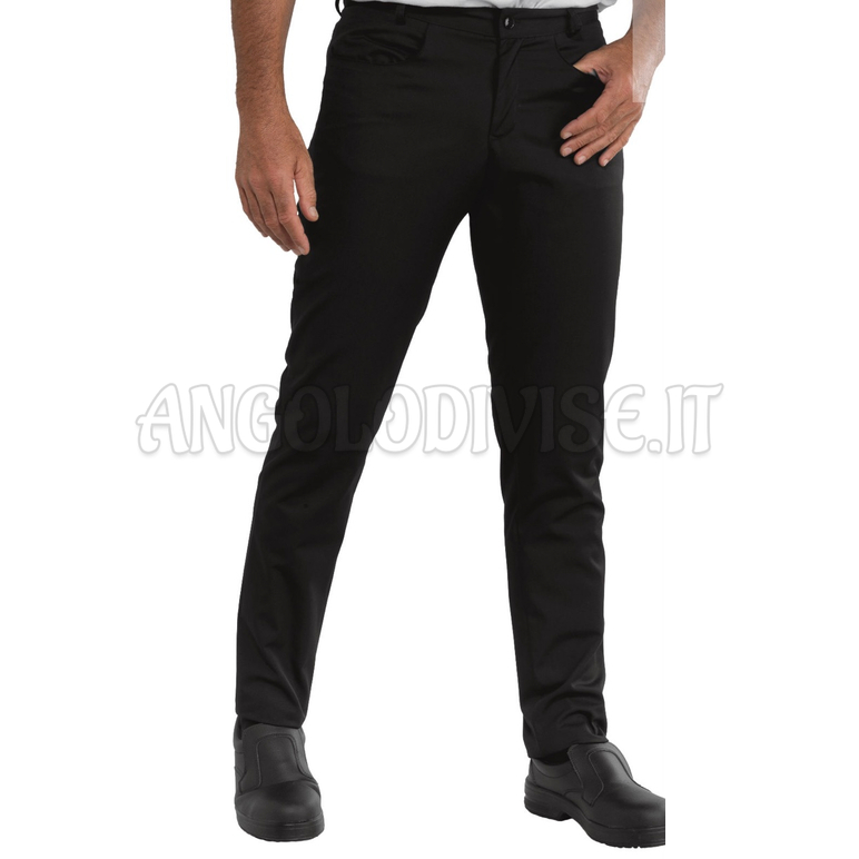 ISACCO PANTALONE UOMO YALE SLIM SUPER STRETCH NERO 96% POLYESTER 4% SPANDEX