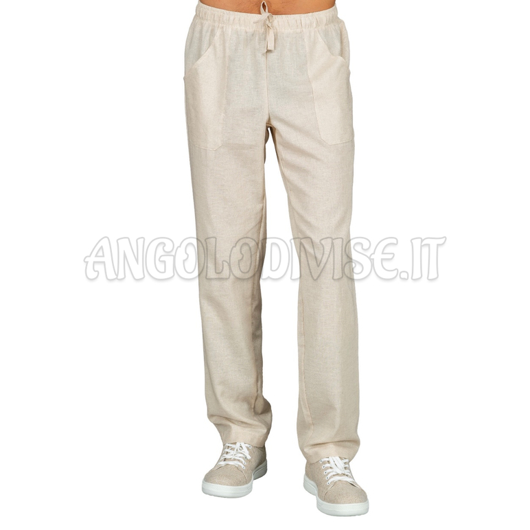 ISACCO PANTALONE C/ELASTICO LINO 60% COTTON 40% LINEN