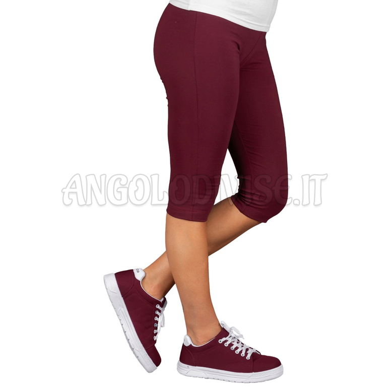 ISACCO SHORT LEGGINGS BORDEAUX 97% COTTON  3% SPANDEX