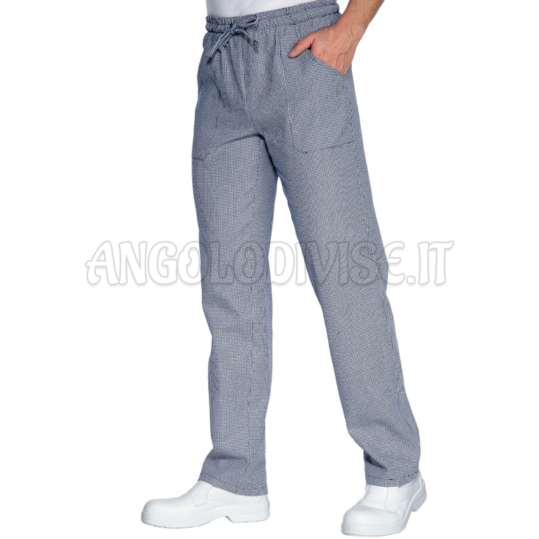 ISACCO PANTALACCIO PIED DE POULE BLU 100 % COTTON