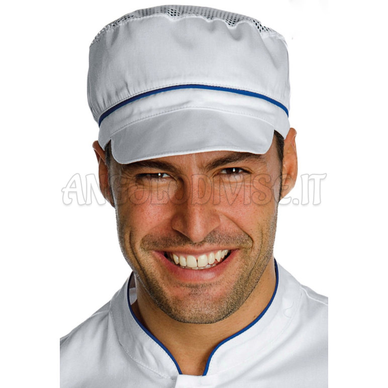 ISACCO CAPPELLO CHARLY CON RETE BIANCO+BLU CINA 65% POLYESTER  35% COTTON