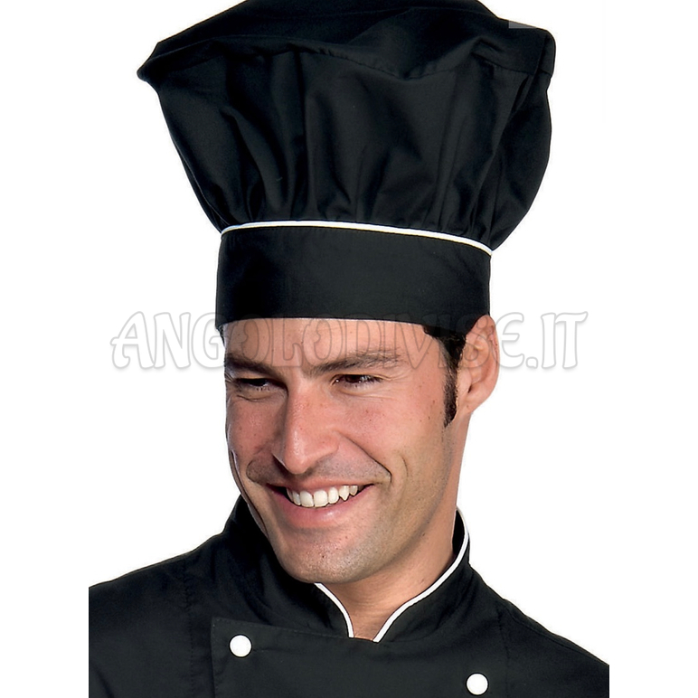 ISACCO CAPPELLO CUOCO NERO+BIANCO 65% POLYESTER  35% COTTON