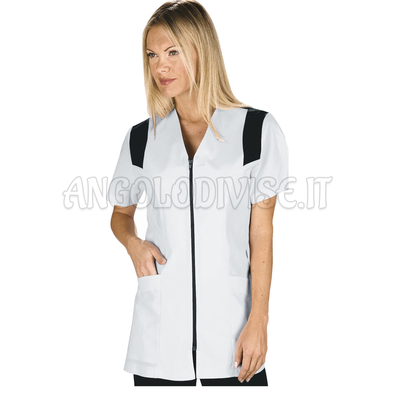 ISACCO CASACCA SANTORINI BIANCO+NERO 65% POLYESTER  35% COTTON