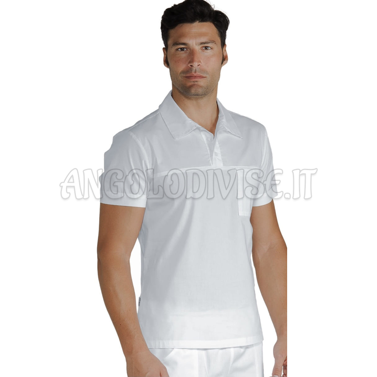 ISACCO POLO MIAMI UNISEX STRETCH BIANCO 97% COTTON  3% SPANDEX
