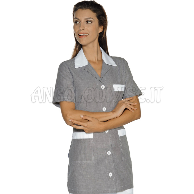 ISACCO CASACCA MARBELLA M/M RIGATINO NERO+BIANCO 100 % COTTON