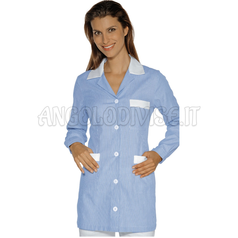 ISACCO CASACCA MARBELLA RIGATINO AZZURRO+BIANCO 100 % COTTON
