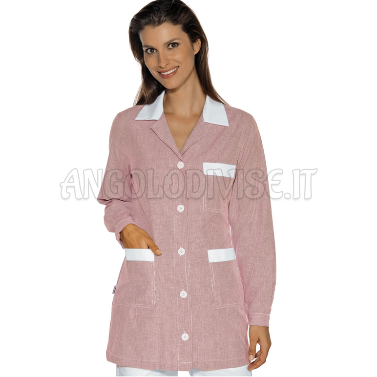 ISACCO CASACCA MARBELLA RIGATINO BORDEAUX+BIANCO 100 % COTTON