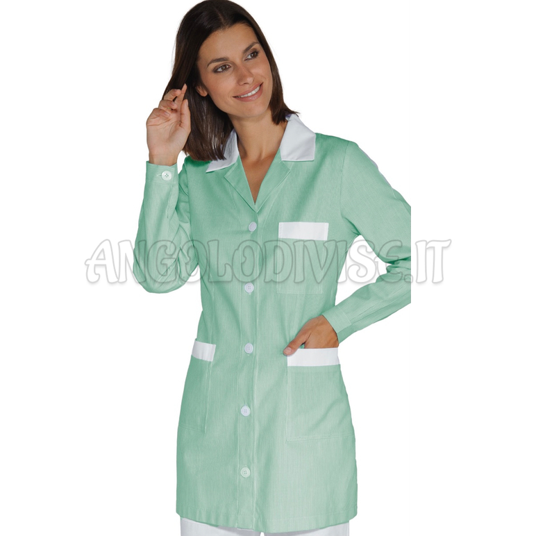 ISACCO CASACCA MARBELLA RIGATINO VERDE+BIANCO 100 % COTTON