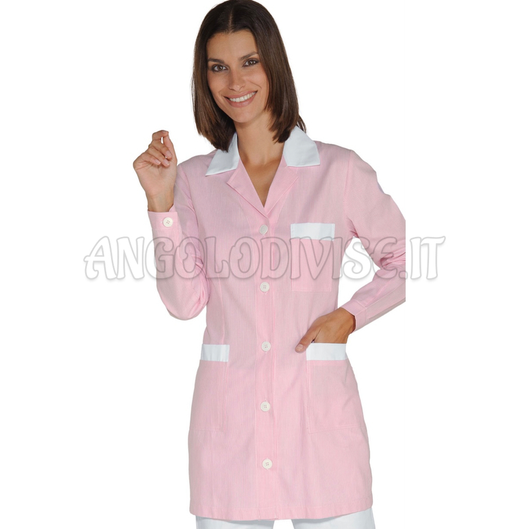 ISACCO CASACCA MARBELLA RIGATINO ROSA+BIANCO 100 % COTTON