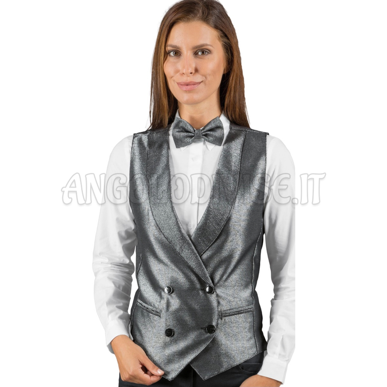 ISACCO GILET UNISEX DOPPIOPETTO LUREX SILVER 100 % POLYESTER