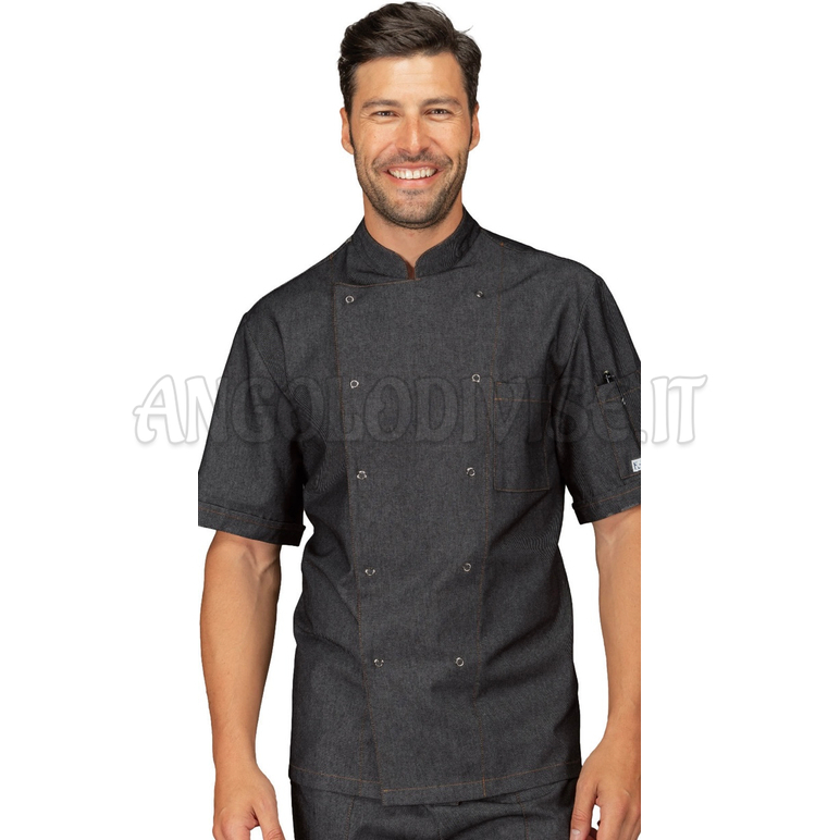 ISACCO GIACCA CUOCO BOTTONI A PRESSIONE M/M BLACK JEANS 100 % COTTON