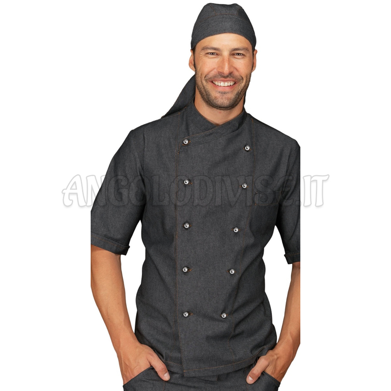 ISACCO GIACCA PANAMA SLIM MEZZA MANICA BLACK JEANS 100 % COTTON