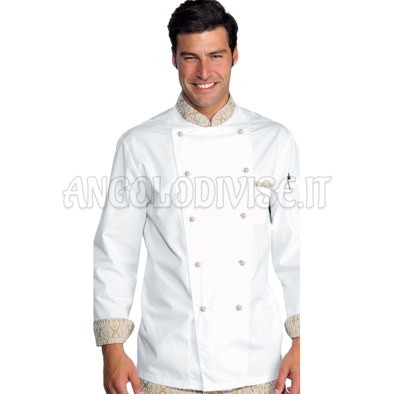 ISACCO GIACCA CUOCO EXTRA LIGHT BIANCO+MAORI 95 65% POLYESTER  35% COTTON