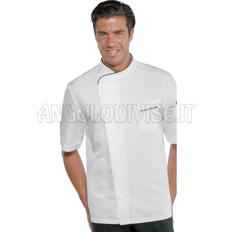 ISACCO GIACCA CUOCO BILBAO MEZZA MANICA BIANCO+NERO 100% POLYESTER  SUPERDRY MICROFIBRA