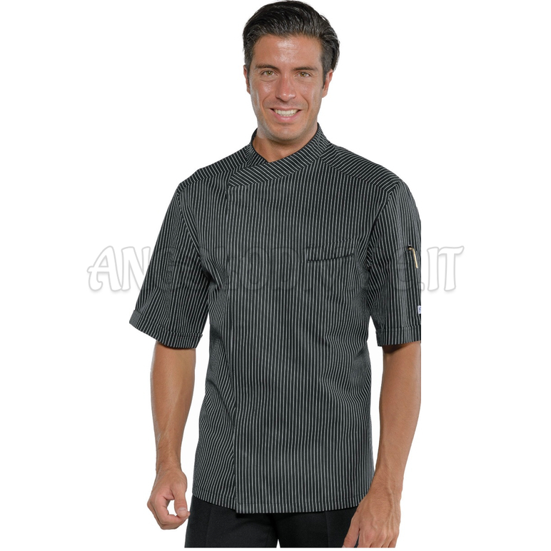 ISACCO GIACCA CUOCO BILBAO MEZZA MANICA VIENNA NERO 65% POLYESTER  35% COTTON