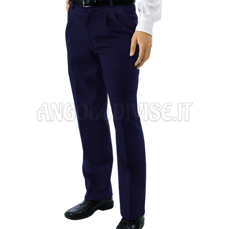 ISACCO PANTALONE UOMO 2 PINCES STRETCH LANA FODER. BLU 54% POLYESTER 44% WOOL (LANA) 2% SPANDEX
