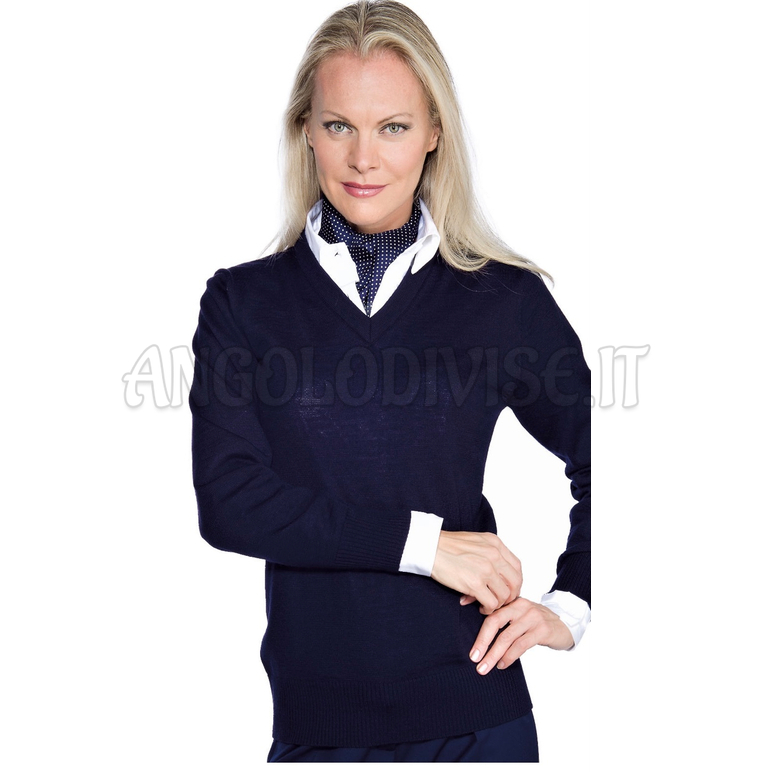 ISACCO MAGLIA COLLO A V BLU 50% WOOL (LANA)  50% ACRYLIC
