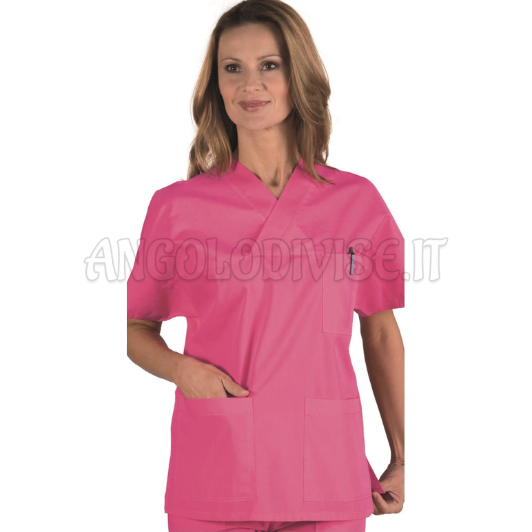 ISACCO CASACCA COLLO A V FUXIA UNISEX 65% POLYESTER  35% COTTON